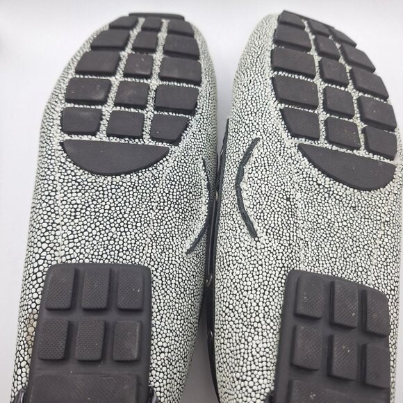 Marc Joseph Pebbled Flats Cypress Hill Tie Black White Leather Brazil Womens 8 - Picture 5 of 9